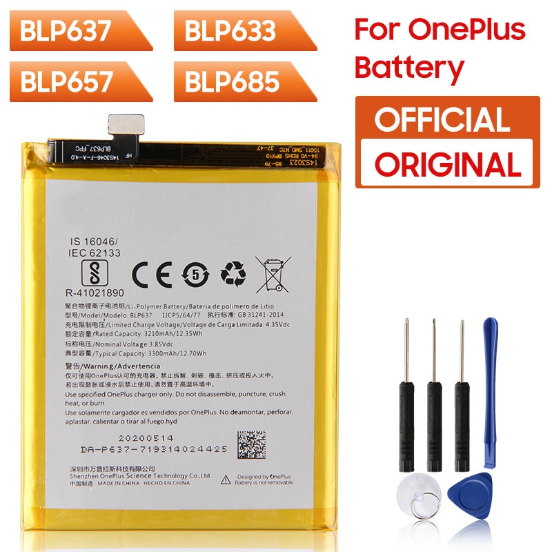 OnePlus Original Telefon Batterie BLP637 Für OnePlus 5 5T 6 6T 7T 7T Pro BLP571 Für onePlus 1 2 3 3T BLP685 Für OnePlus 7 7 Pro