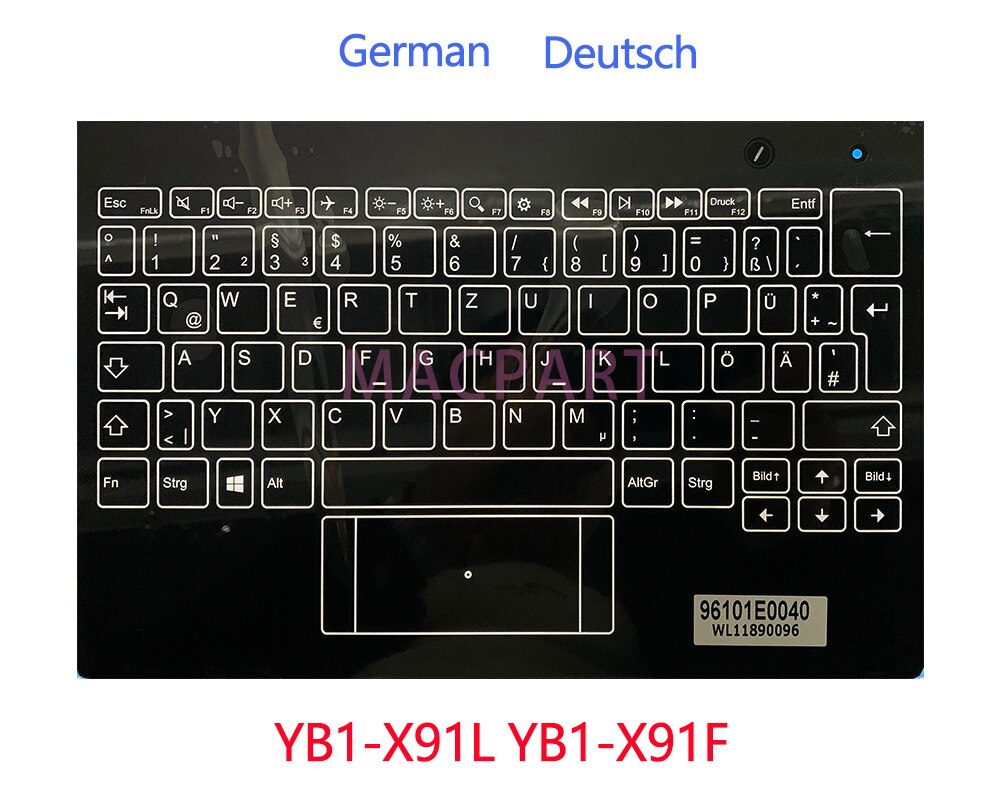 Original Keyboard for 10.1&quot; Lenovo Yoga Book Yogabook YB1-X90L YB1-X90F YB1-X91L YB1-X91F X90 X91 Palmrest Topcase Cover: X91  German