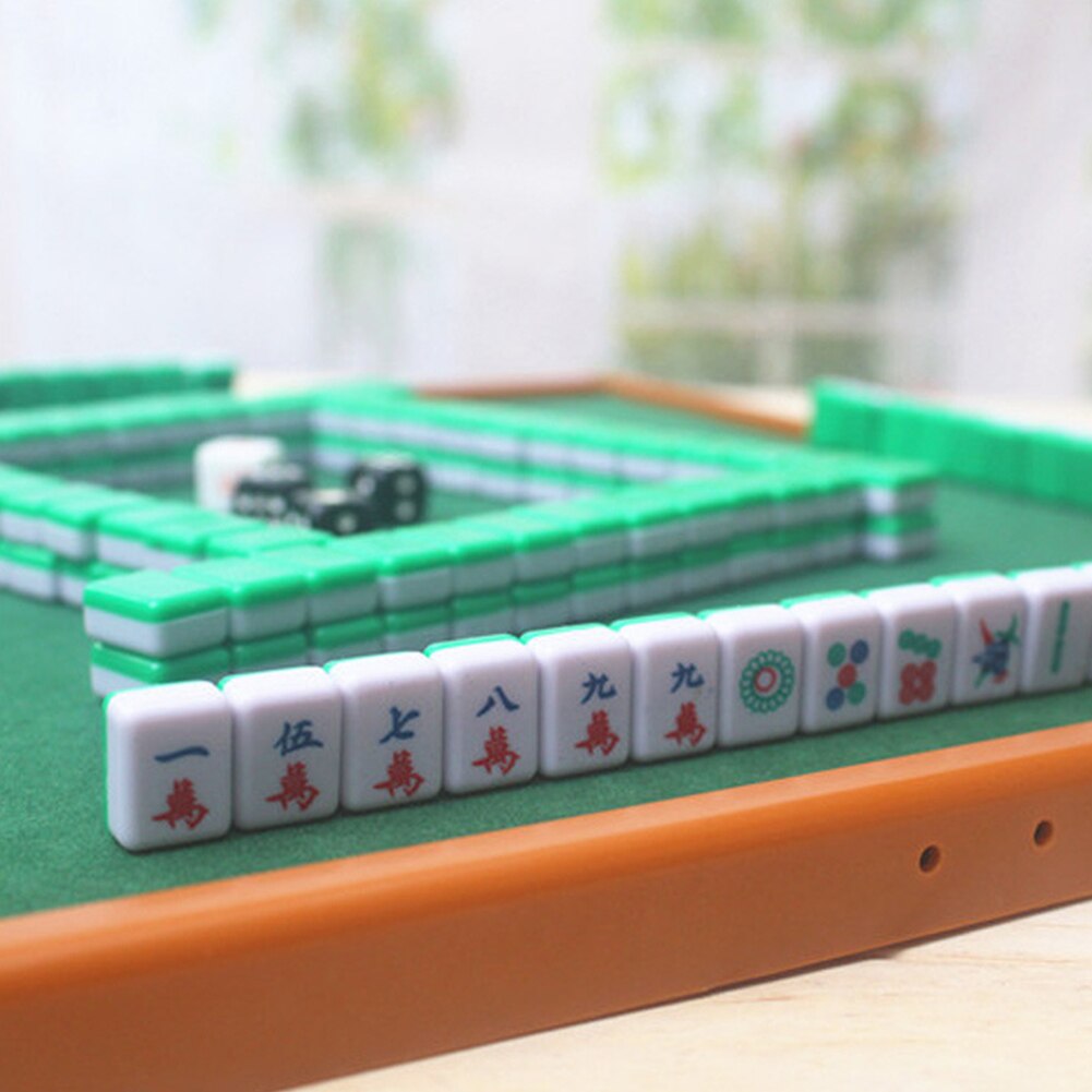 Fun Speelgoed Traditionele Acryl Entertainment Party Board Game Indoor Volwassenen Mini Mahjong Set Met Klaptafel Familie