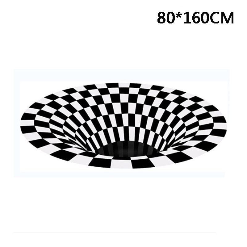 3D Print Carpet Decoration Living Room Hallway Rugs Black White Grid Print Carpets Three-dimensional Stereo Vision Mat Illusion: 80 160