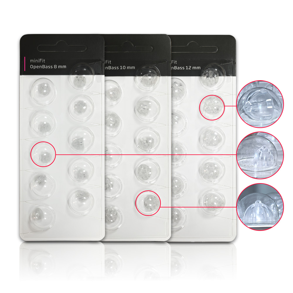 Oticon Hörgeräte-Ohrstöpsel miniFit OpenBass Ersatz 8 mm 10 mm 12 mm für Oticon RITEC RIC Hörgeräte