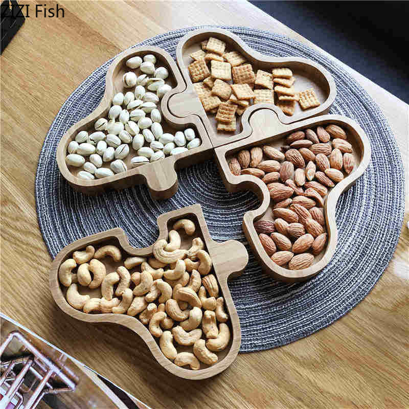 Frugttallerken hjemme snack tallerken træ slik fad køkken hjemme forsyning tørret frugt snacks nødde desserter tallerken bakke