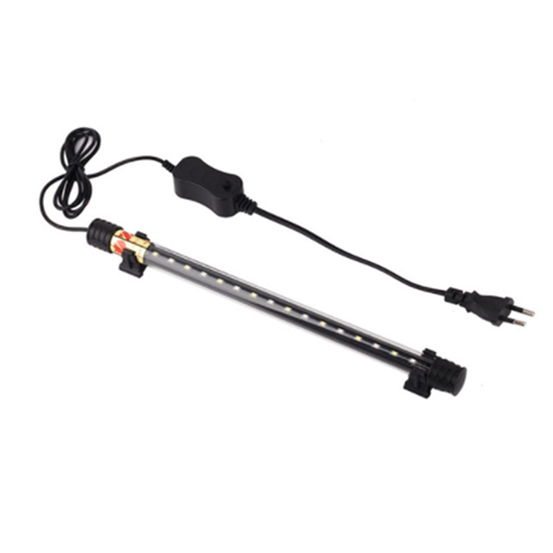 Akvarium akvarium led-ljus klämlampa poolbar dränkbar vattentät lampa vit/blå vattenbelysning 18cm/30cm/40cm eu-kontakt: 30cm med strömbrytare