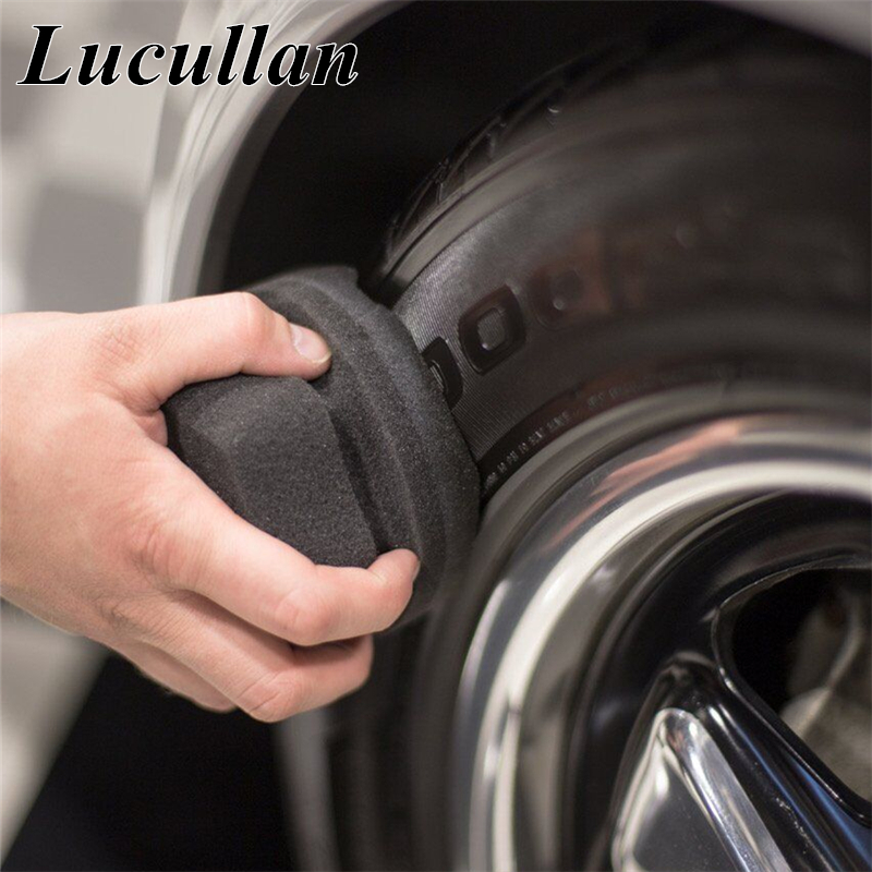 Lucullan-Herramientas de vendaje de neumáticos, aplicador de agarre hexagonal, esponja de encerado de neumáticos de mano, facilita los Detalles