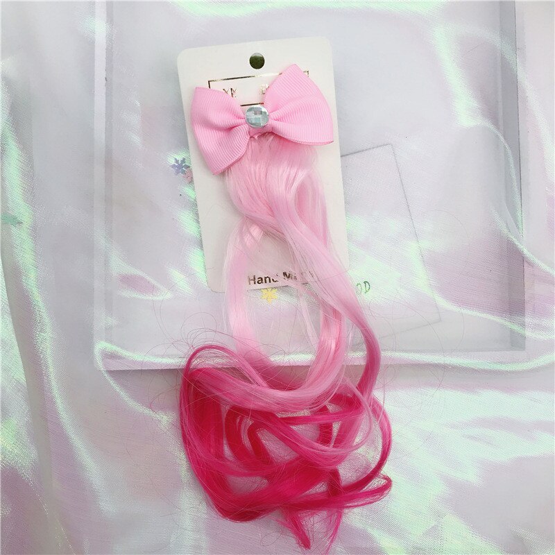 1pc Child Cute Bow Crystal Elastic Hair Band Rubber Band Hair Accessories Kids Wig Headband Girls Twist Braid Rope Headdress