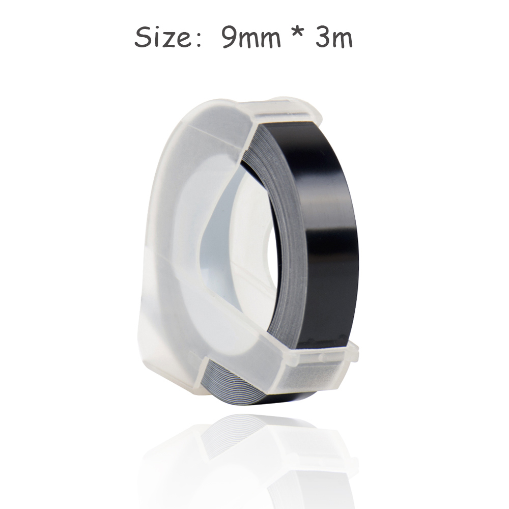 CIDY 1pcs Black color Compatible for DYMO 1610 12965 1880 label maker DYMO 3D Plastic Embossing Xpress Label 9mm*3m MOTEX E101: 9mm black