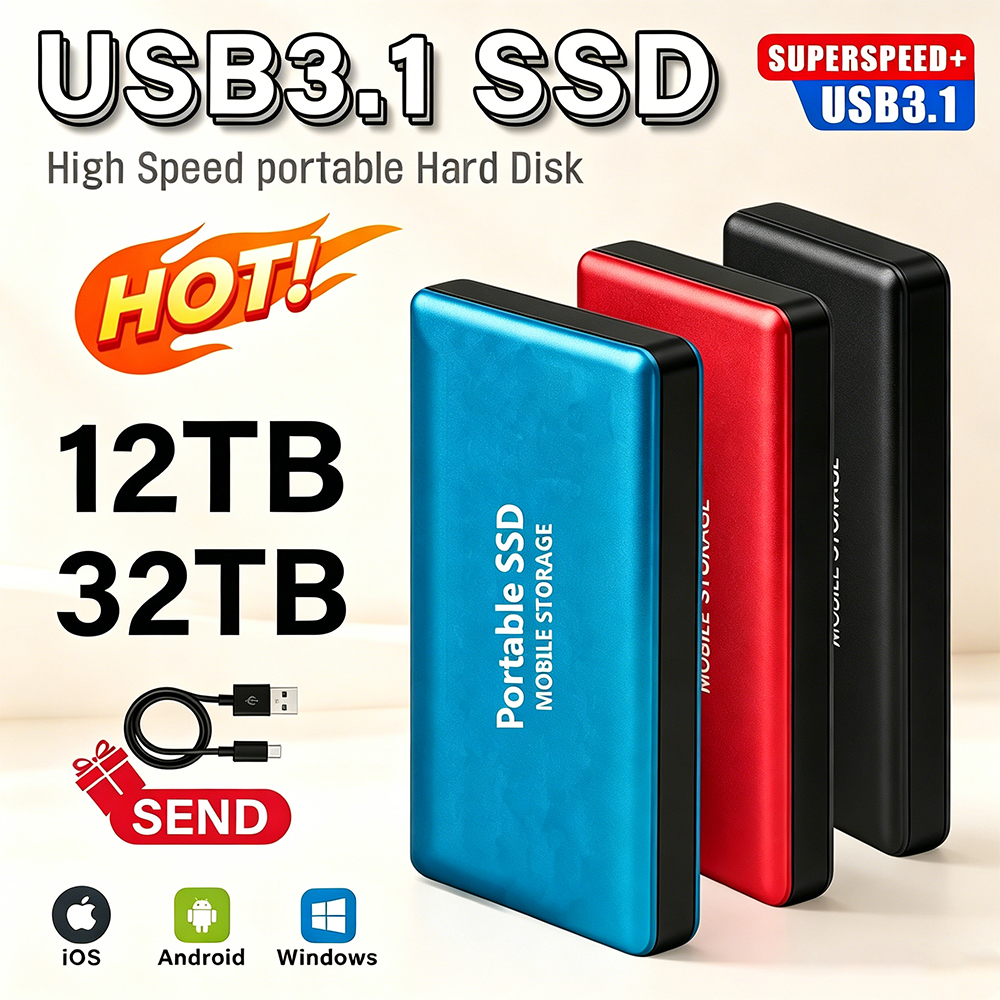 USB 3.1 portable solid-state drive 1TB external portable hard drive 2TBSSD 4TB high solid-state storage, suitable for la