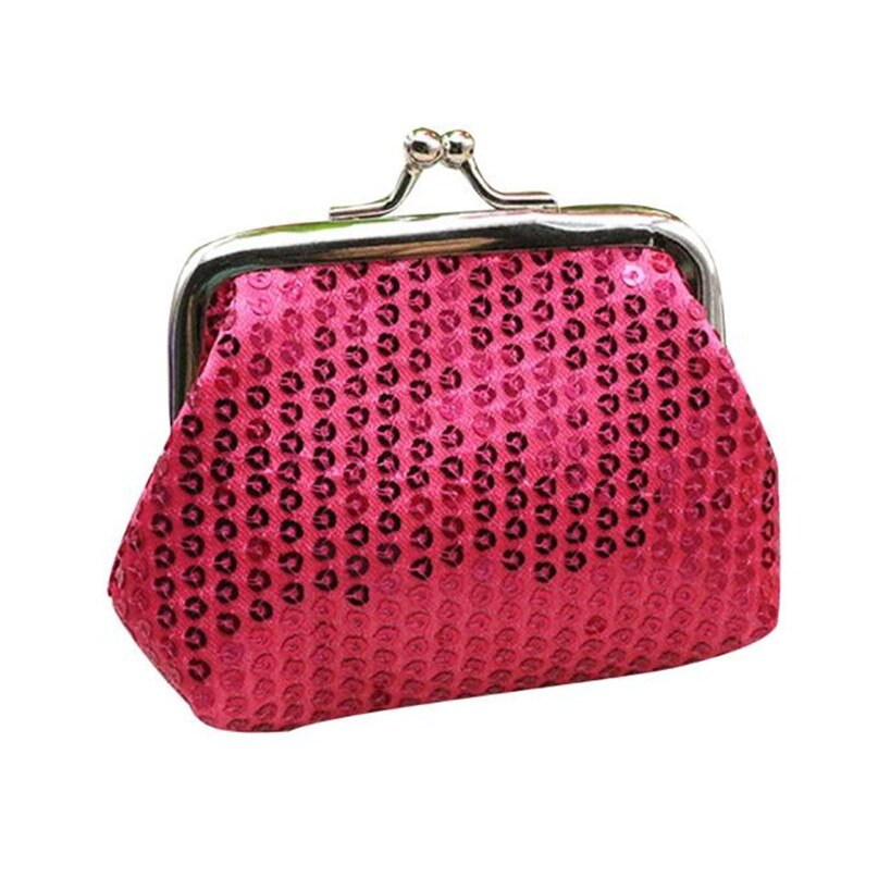 USDH Fashionbag Wallet Small Sequin Wallet Card Holder Coin Purse Clutch Bag csv f6: Hot Pink