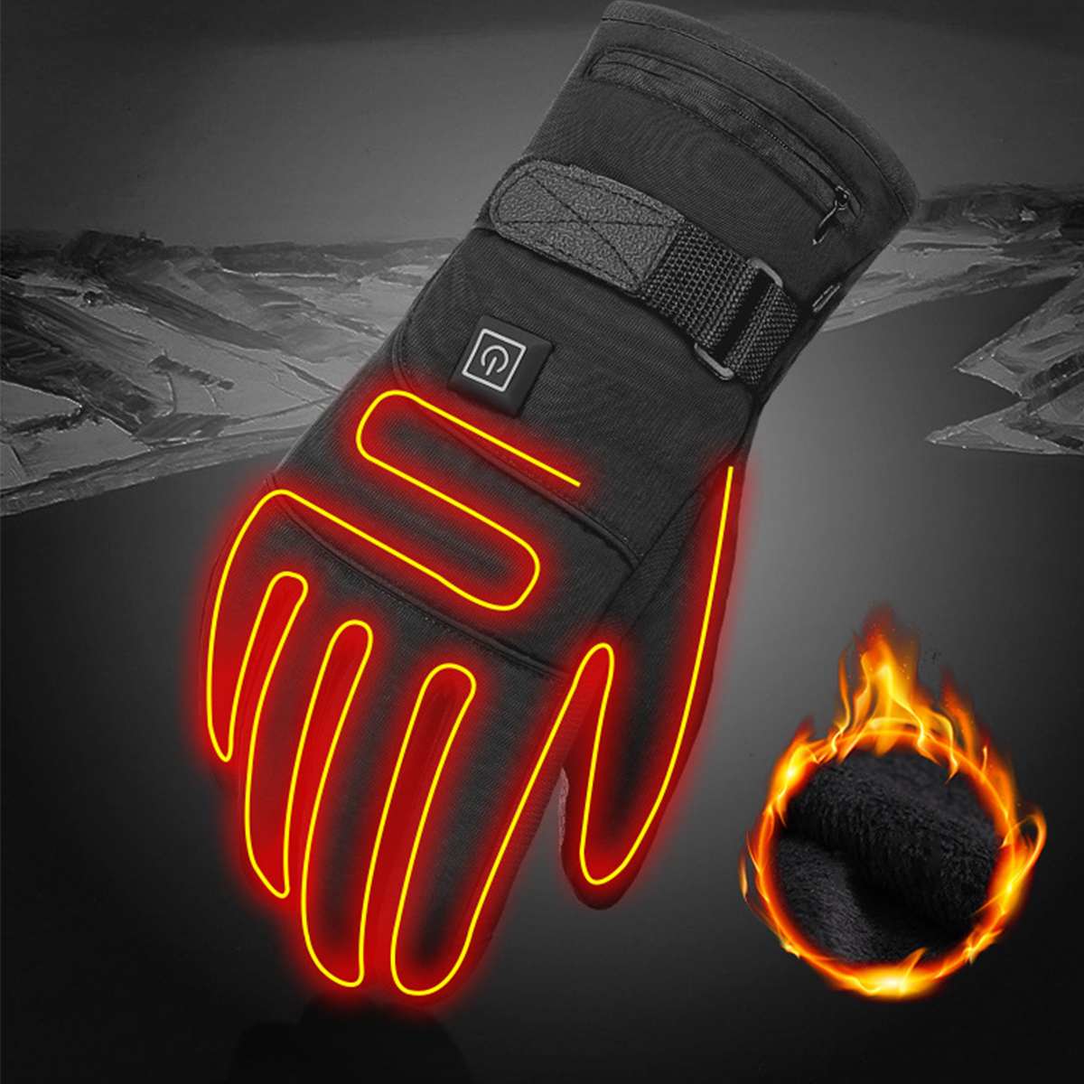 1 par de guantes de calefacción con caja de batería (pilas no incluidas) con pilas resistentes al agua para guantes de esquí y ciclismo de motocicleta