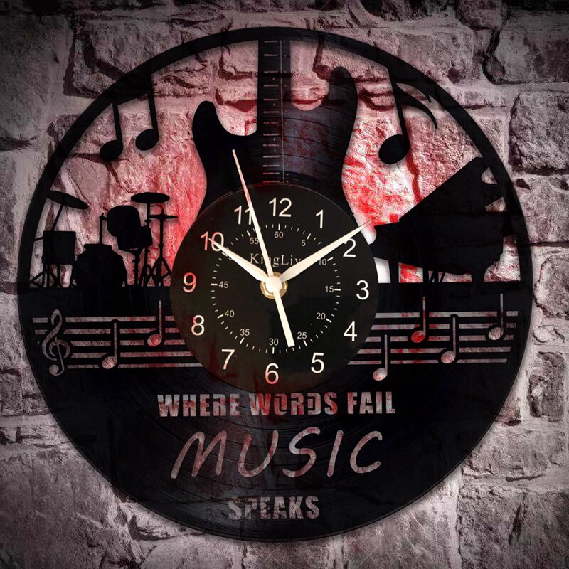 Musical Led Vinyl Wall Clock 12 Inch Quartz Antique Style Large Decorative Decorate your bedroom living room