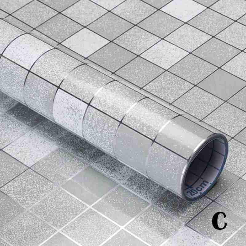 45cm*100cm Bathroom Kitchen Waterproof Self-adhesive Plaid Stickers Anti-oil Wrap Tile paper Wall Stickers Waterproof Wall Z7Y5: C