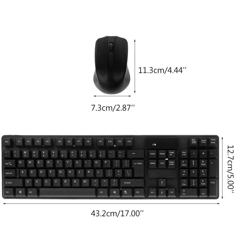 2.4GHz Wireless Keyboard Optical Mouse Combo Kit For Laptop Desktop Computer Feb24
