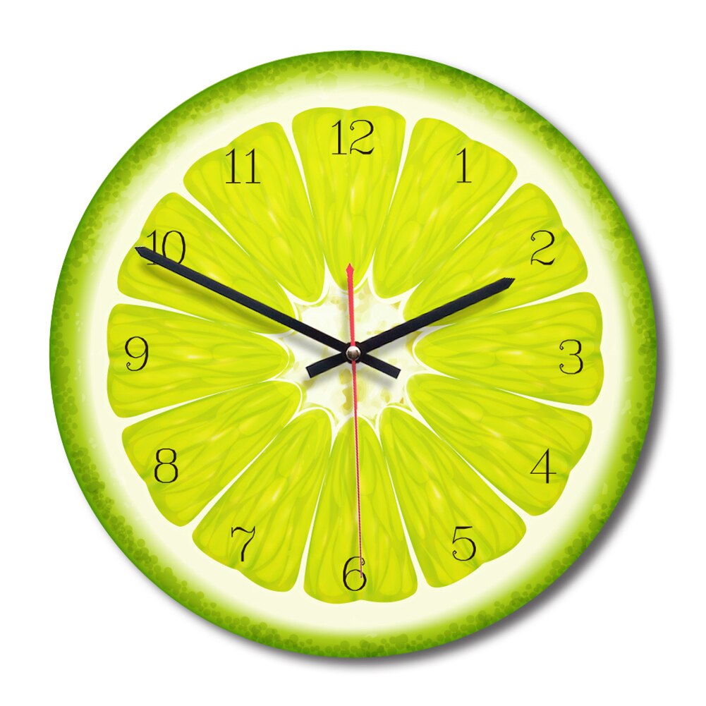 Fruit horloge murale Lime moderne cuisine citron horloge montre décor à la maison salon horloge fruits tropicaux mur Art montres: B