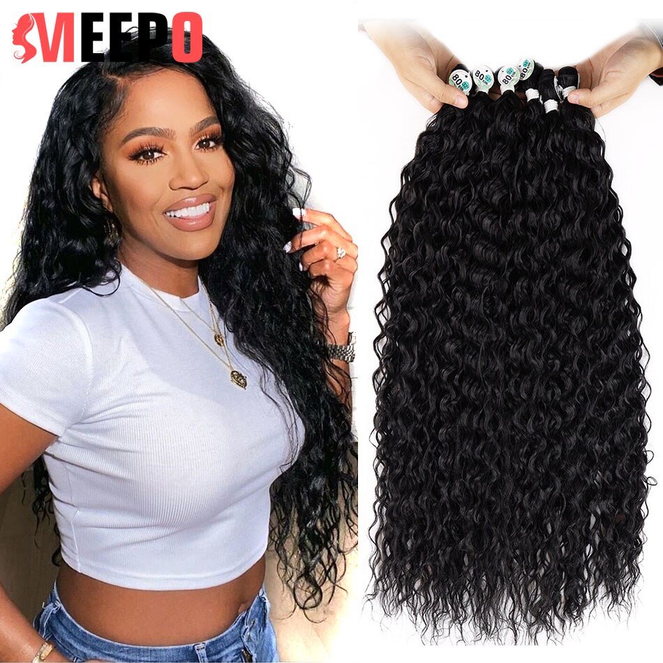 Synthetic Water Wave Curly Hair 9 Bundles 70cm 75cm 80cm Corn Curly Hair 300g Light Brown Heat Resistant Curly Hair For Women