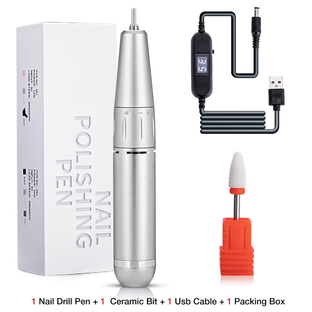 Roze 35000/25000Rpm Draagbare Nail Boor Manicure Machine Set Elektrische Nagelvijl Sterke Power Beroep Nail Tool Voor nail Salon: 35000rpm sliver