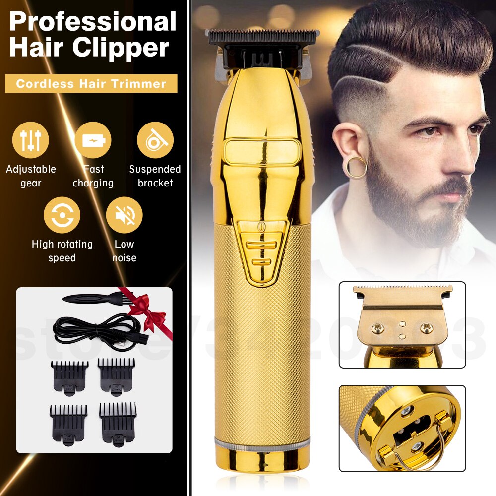 Cordless Electric Gold Hair Clippers For Men Rechargeable Hair Cutting ...