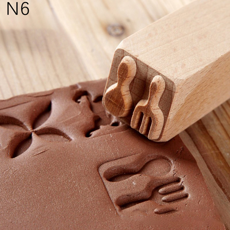 Herramienta de cerámica con relieve de madera, columna de sellos de impresión Natural, bloques de patrones mixtos, sello de textura para arcilla polimérica, artesanía de cerámica Diy: plum
