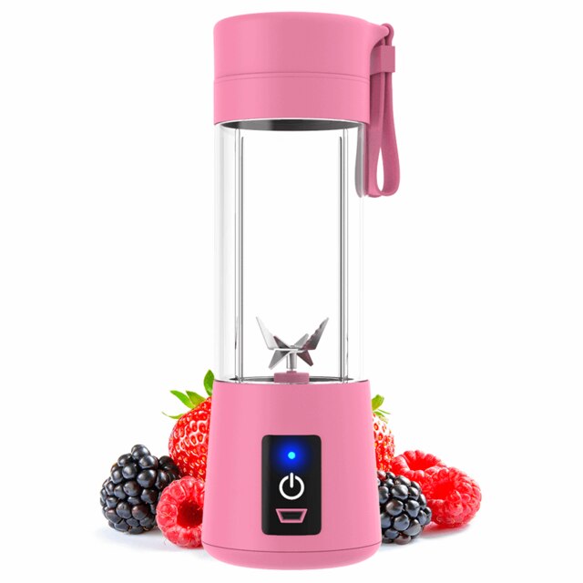 380Ml 6 Blades Draagbare Blender Elektrische Fruitpers Huishoudelijke Oranje Citruspers Voor Kind Thuis Keuken Mixer Smoothie Maken: Pink