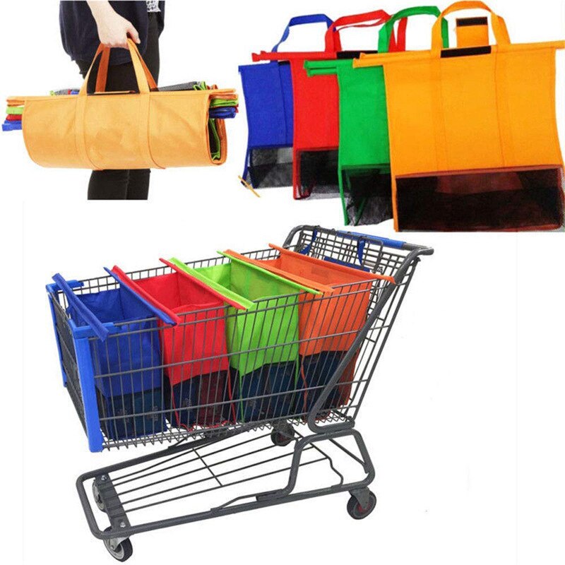 4 Stks/set Winkelwagen Trolley Tassen Opvouwbare Herbruikbare Boodschappentas Eco Supermarkt Tas Te Gebruiken En Zware bolsa: Default Title