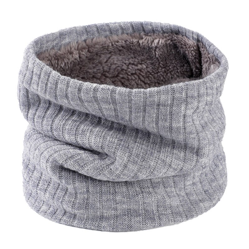 Foulard à rayures épaisses pour femmes et hommes, en velours, écharpe couleur unie, bonnet pour l'extérieur, protège cou, oreilles, bonnet d'hiver,: Gray