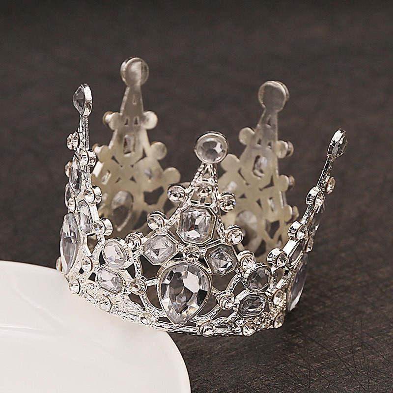 Brude bryllup tiaras krystal lille krone brithday kage bagning dekorative hoved smykker børns små diadem hår tilbehør
