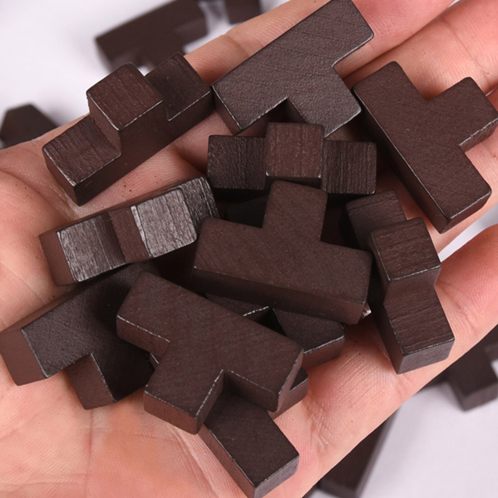 54Pcs Wooden Interactive Practical Convenient Multifunctional T Shape 3D Puzzles Building Brain Teaser Luban Lock Educational To