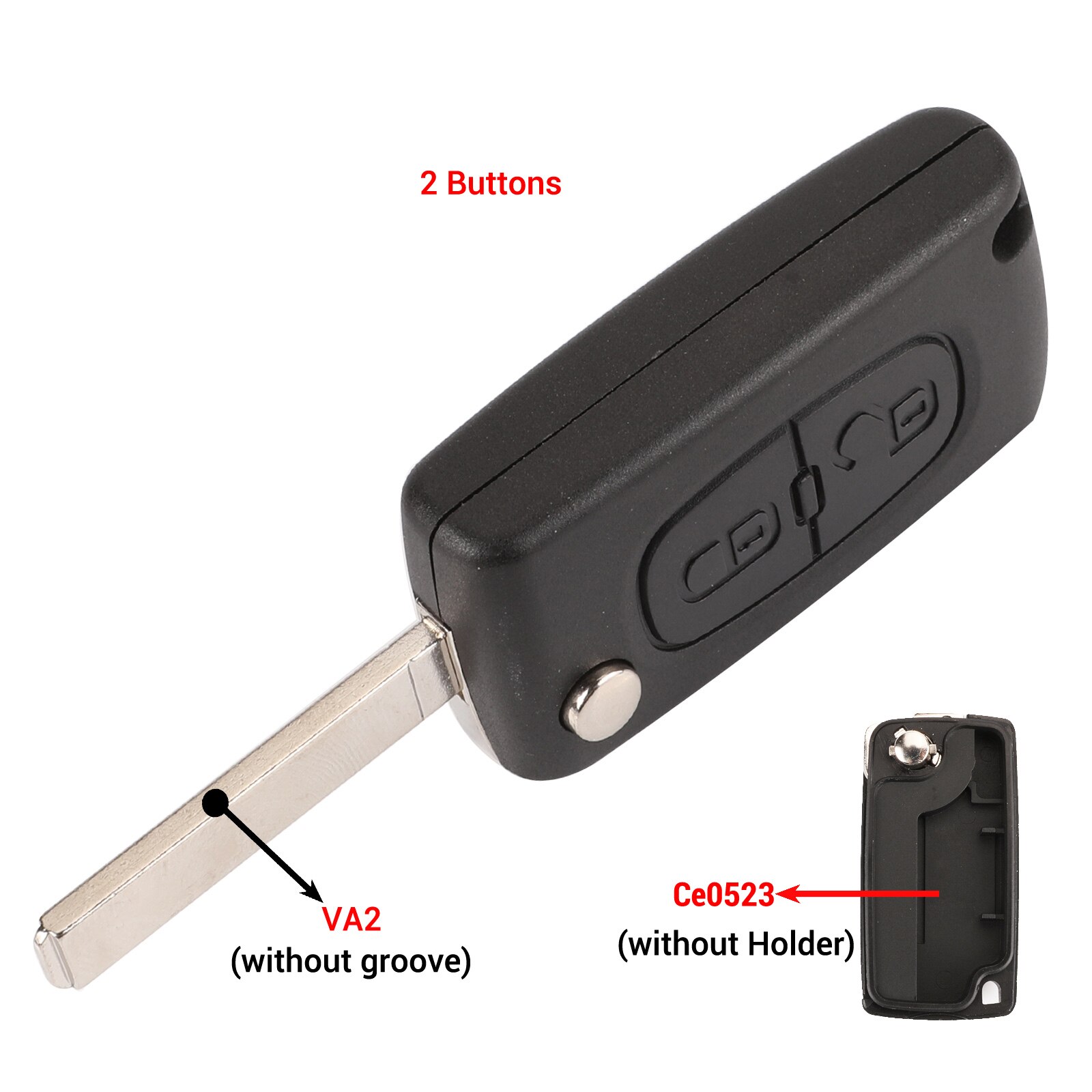 kutery 2/3 Button Flip Fob Car key Case Shell for Peugeot 207 307 308 407 607 807 Partner: 2B VA2 Ce0523
