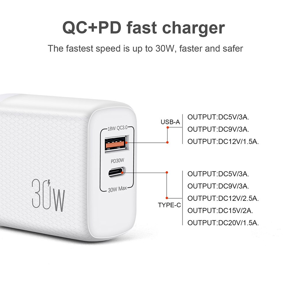 PD 30W USB Quick Charge Typ C PD QC 3,0 Schnelle Lade Für iPhone 13 12 11 Pro Max samsung S21 Wand Telefon Ladegerät Reise Adapter