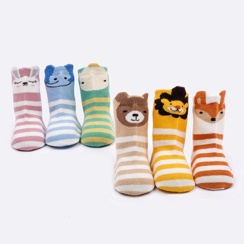 Nette Karikatur Baby Socken Für Neugeborene Streifen Baby Mädchen Jungen Socken Baumwolle Kleinkind Kleinkind Anti Unterhose Boden freundlicher Socken