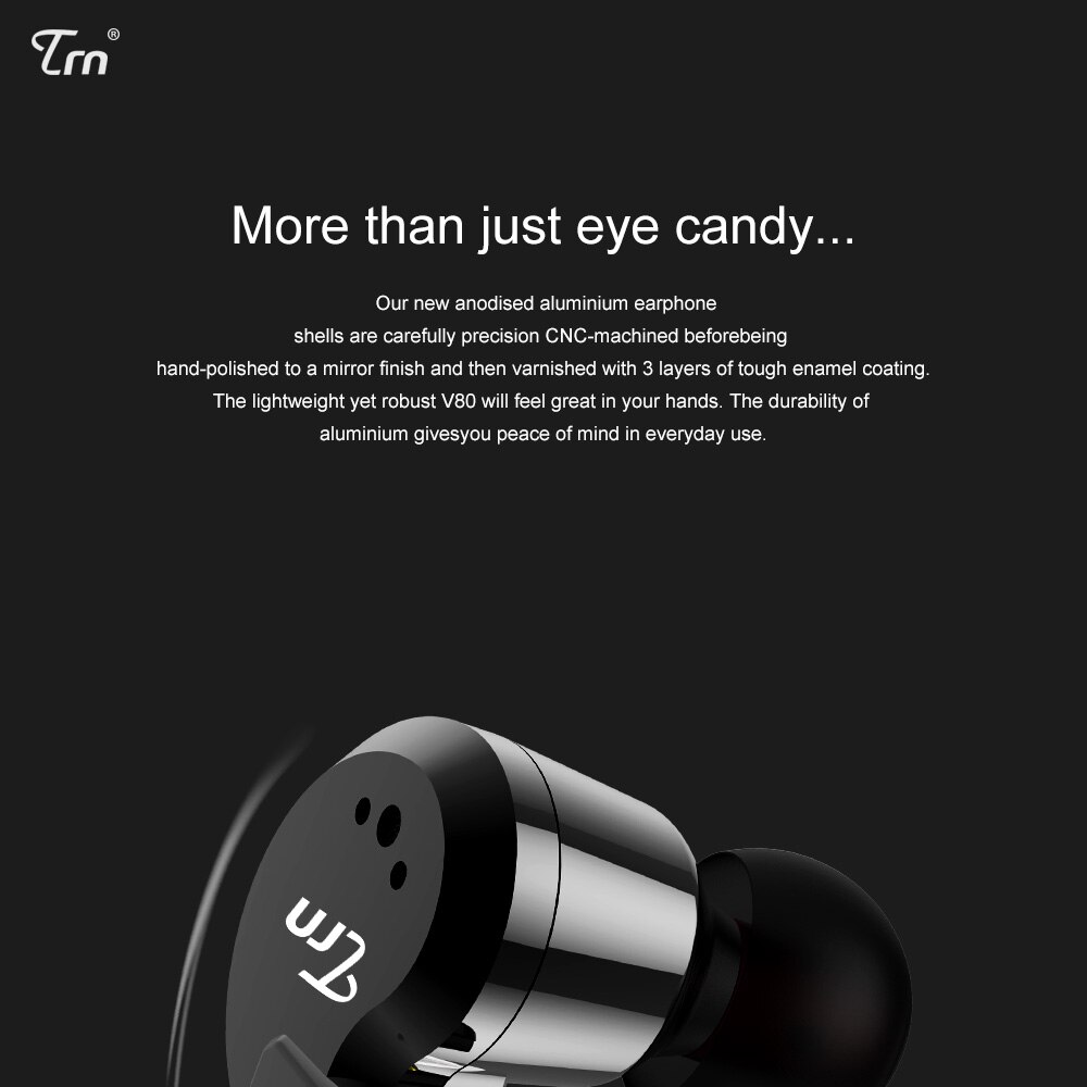 TRN V80 2DD + 2BA híbrido en la oreja ohr HIFI DJ Monitor correr deporte Auriculares auriculares con 2 pines desmontable