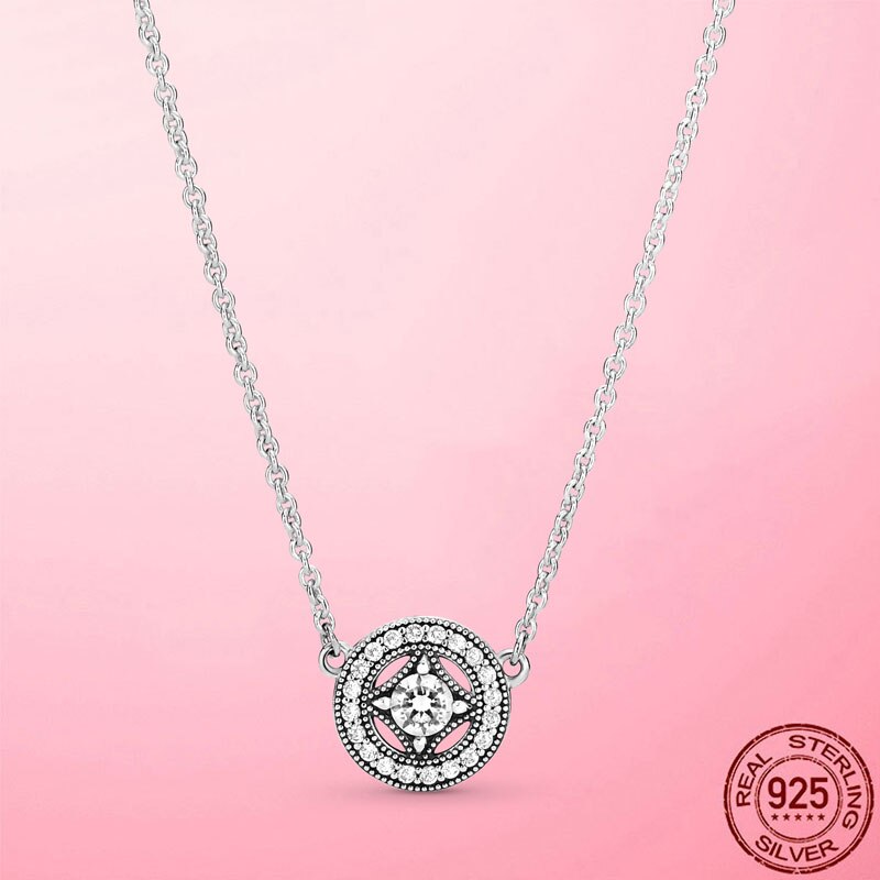 2022 Zomer Trendy Ketting 925 Sterling Zilveren Vintage Cirkel Collier Ketting Voor Vrouwen Cz Party Fijne Sieraden: PTN017