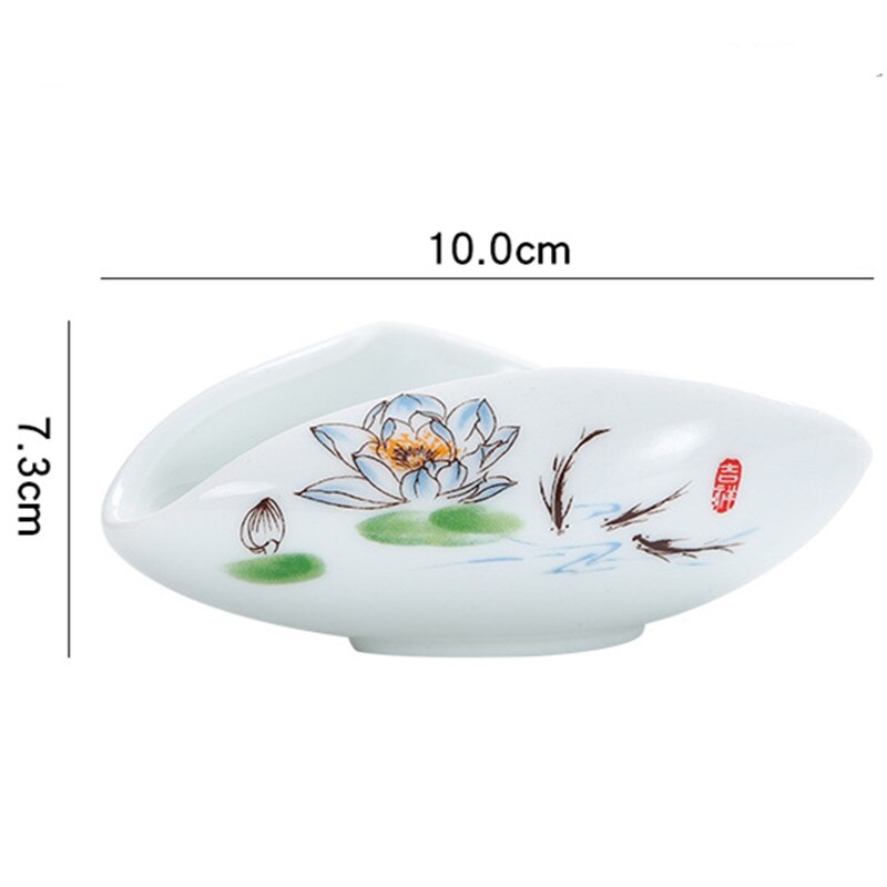 White ceramic Tea spoon Beautiful Traditional underglaze blue Tea Set Scoop ceramic bule and lotus leaf tea spoon