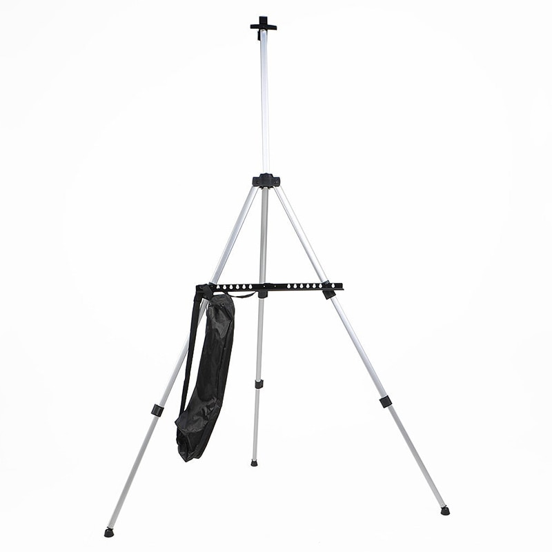 Portable Adjustable Aluminum Artist Sketching Painting Display Easel Stand + Carrying Bag (Silver)