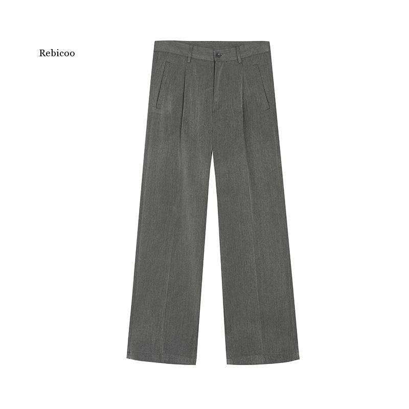 Men Casual Straight Suit Pant Male Japan Korea Style Loose Vintage Streetwear Trousers Wide Leg Pant