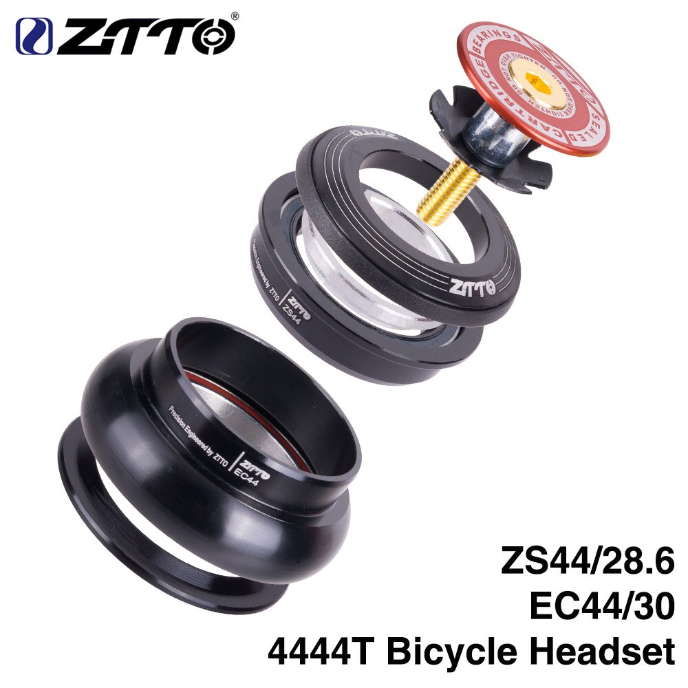 ZTTO 4444T MTB Bike Road Bicycle Headset 44mm ZS44 CNC 1 1/8"-1 1/2" 1.5 Tapered Tube fork Internal Threadless EC44 Headset: 4444T RED