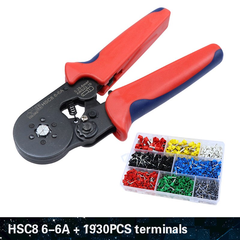 KLEUREN krimptang kabel crimp tang hsc8 6-6 clip wire stripper cutter tang set Elektrische terminal crimper mini gereedschap: HSC8 6-6A and 1930