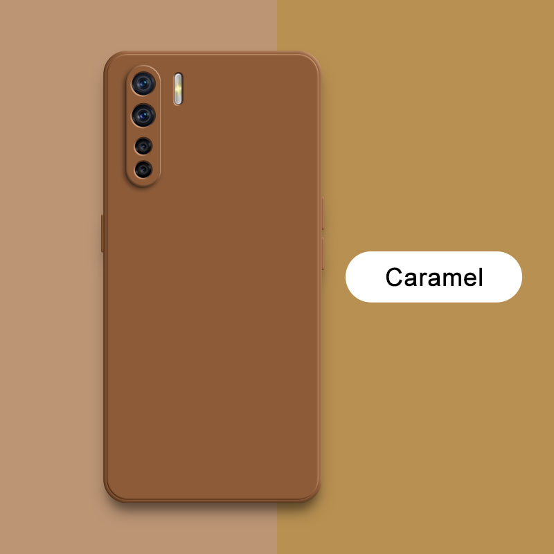 Officiellt fyrkantigt flytande silikonskal till oppo  a91 f15 reno 3 reno 3 kameraskyddande mjukt stötsäkert telefonskydd oppoa 91- hölje: Nylon- / Kaki