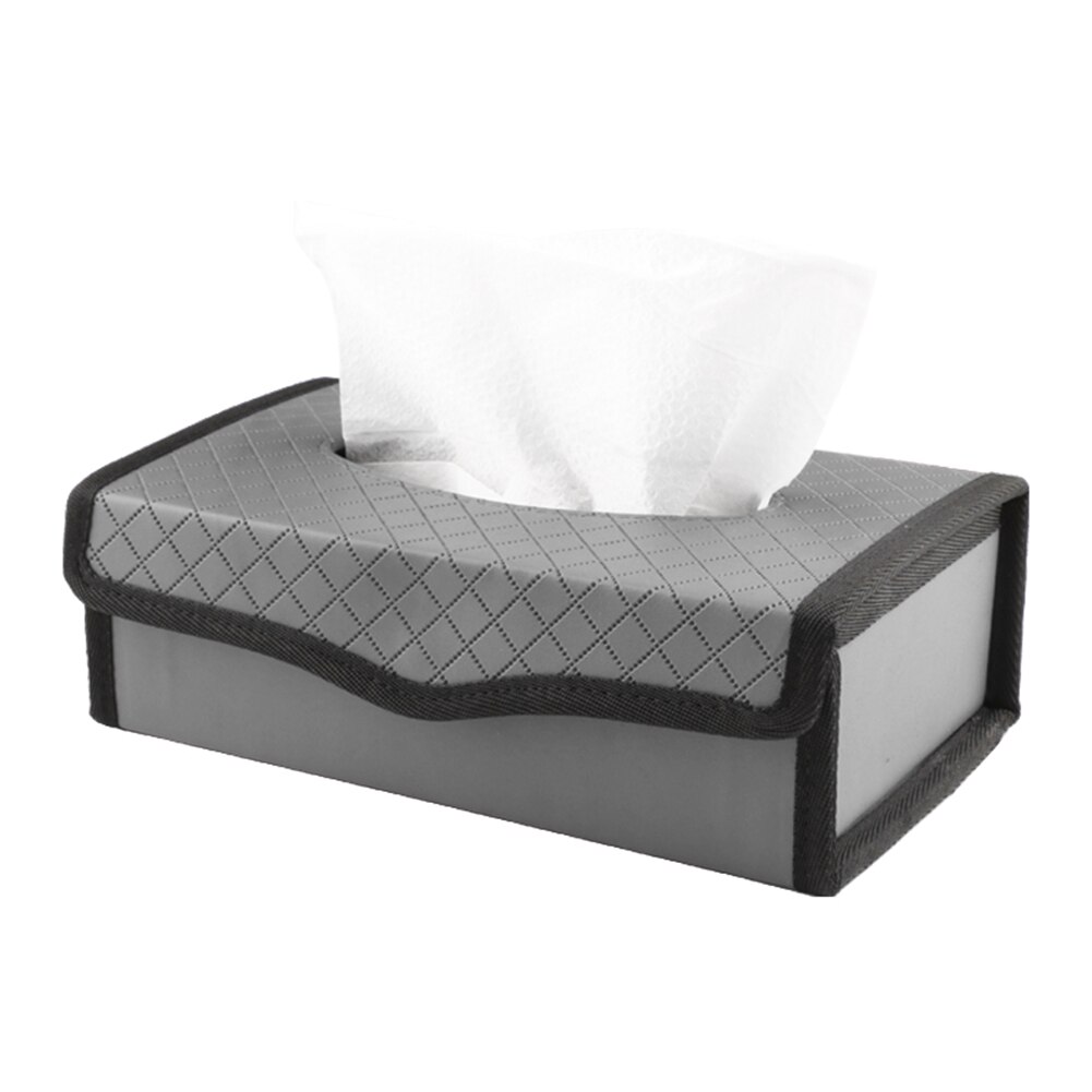 Car Tissue Box Holder PU Leather Dashboard Napkin Box Box Holder Home Office Tissue Box Folding Large Capacity Interior Storage: Grey