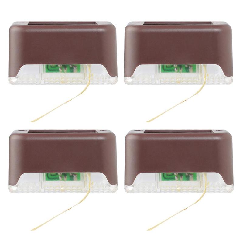 4Stck Solar- Deck Lichter Treppen Zaun LED Lampe Außen Weg Terrasse IP65 Wasserdicht Warmweiß Helle dauerhaft draussen Beleuchtung: Braun 4Stck / Weiß hell
