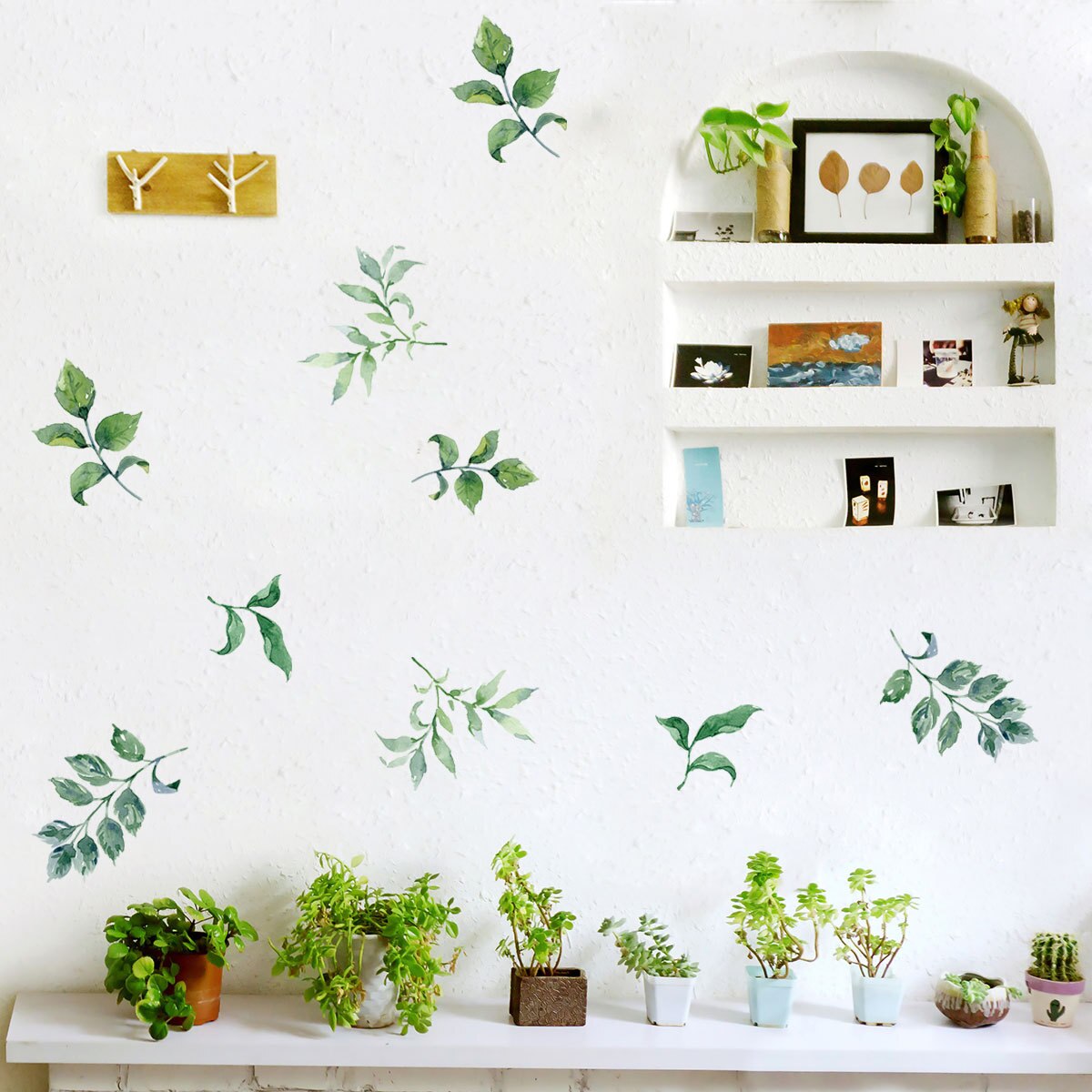 Tofok 3pcs/set Green Leaves Wall Sticker DIY Modern Art Vinyl Decal Kids Room Nursery Kitchen Wallpaper Poster Home Decoration
