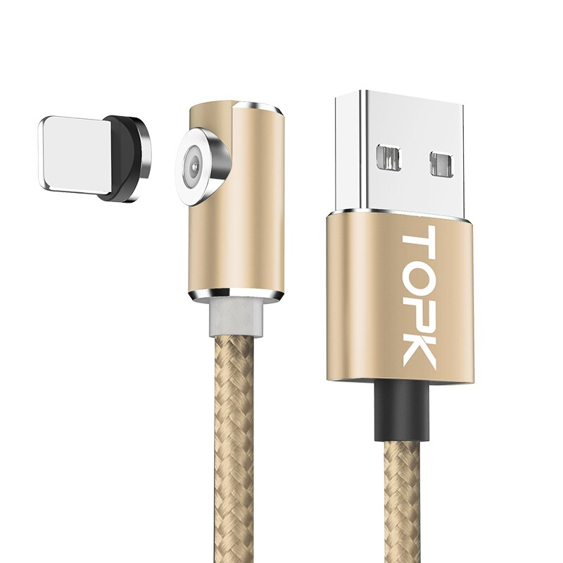 Topk AM51 Magnetische Usb-kabel Voor Iphone Charger Micro Usb Type C Voor Samsung Galaxy S9 S8 Plus Note Usb C Lader Kabel: Gold / Micro USB