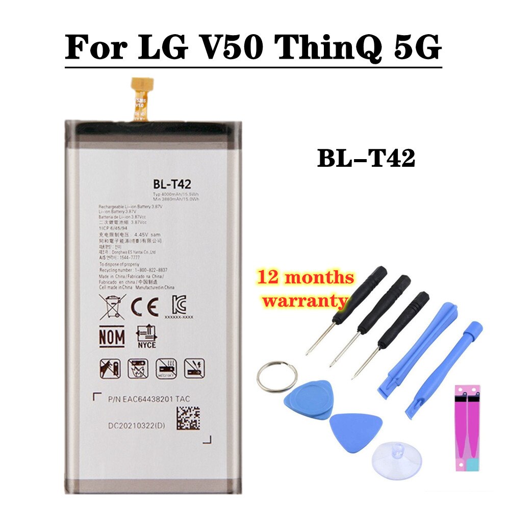 Battery For LG V10 V20 V30 V40 V50 G7 ThinQ G3 G4 G5 K7 K8 K10 K20 Plus Leon Tribute 2 5 Optimus LTE 3 L7 2 F3 F5 Google 2: BL-T42