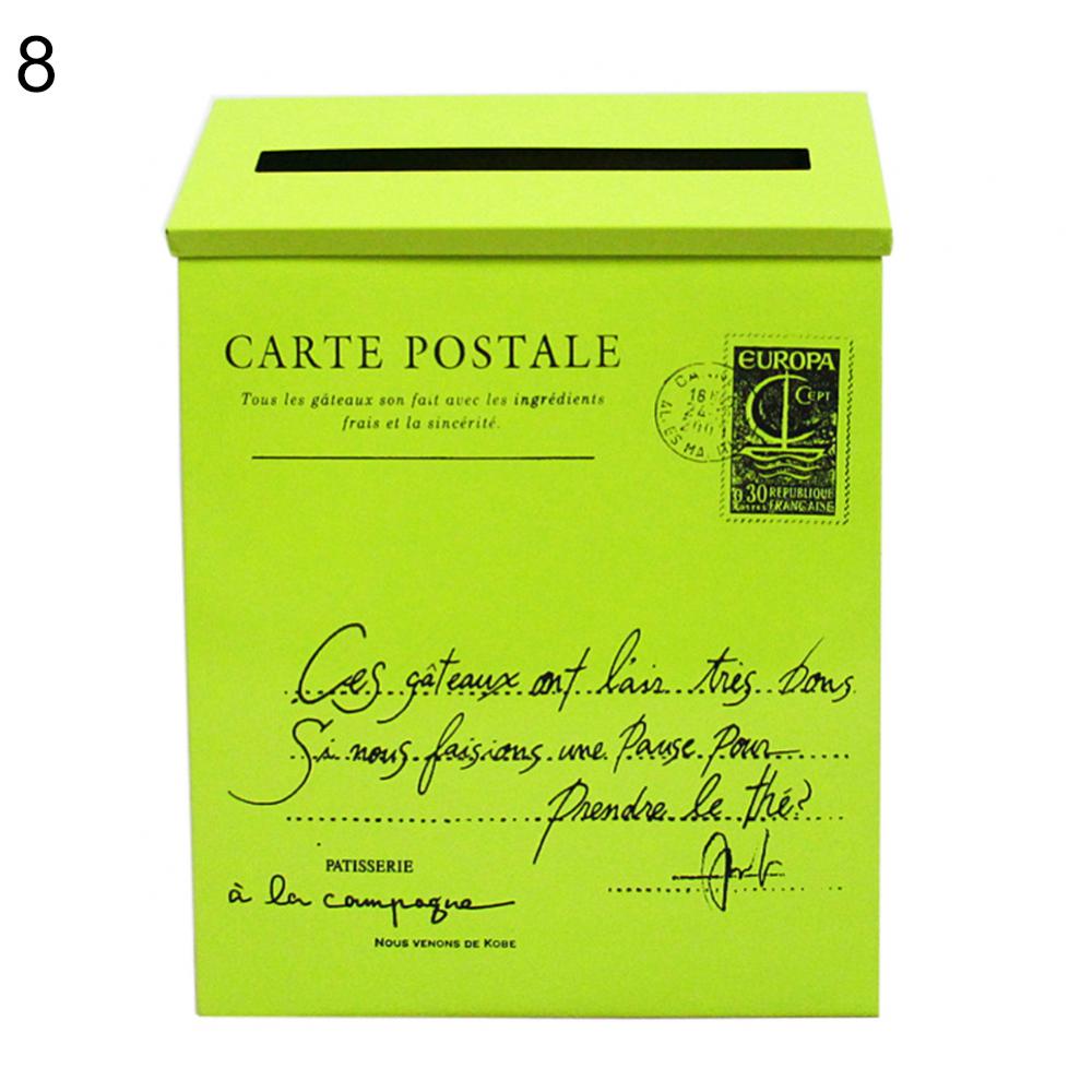 Retro Metal Wall Mounted Mailbox Bucket Newspaper Letter Box Post Garden Decor Flag Room Decor Home Accessories Caixa De Correio: Blue