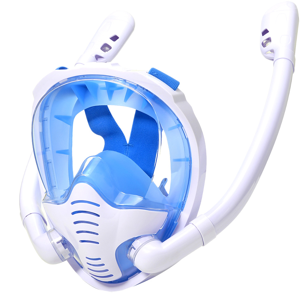 Máscara de snorkel de cara completa 180 ° Gafas de natación para buceo con vista panorámica, tapa seca de silicona, con 2 snorkel, antivaho y antifugas: Rojo / L / XL