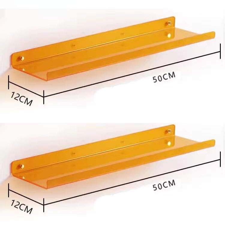 Estante de almacenamiento de acrílico montado en la pared para baño, organizador de cocina, estantes de exhibición, estante de pared decorativo sin perforaciones: Rose Gold