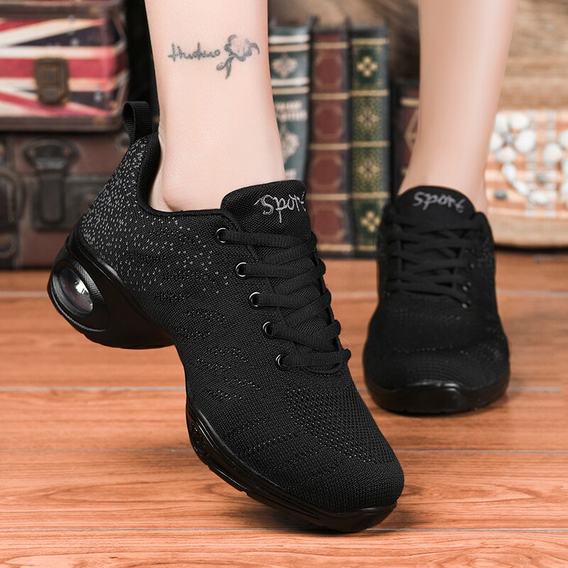 Zapatos de baile transpirables con amortiguación para mujer, zapatillas deportivas ligeras para baile moderno, zapatillas de entrenamiento para chica