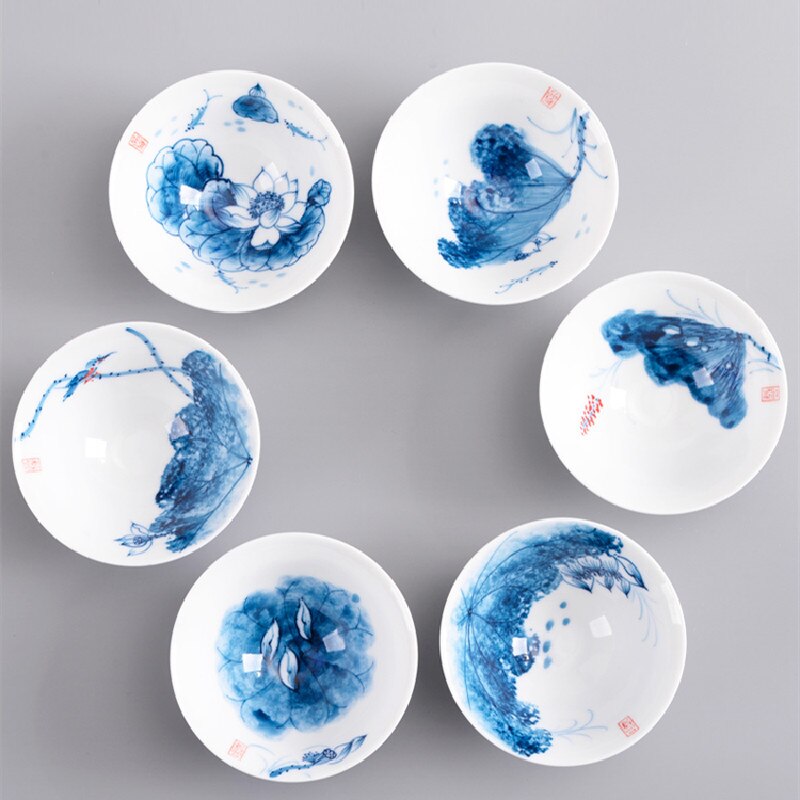 2 Teile/satz Chinesische Hand Bemalt Keramik Teetasse Haushalt Meister Tee Schüssel Einzigen Tasse Getränk Handgemachte Tee-einstellen Kegel Teetassen