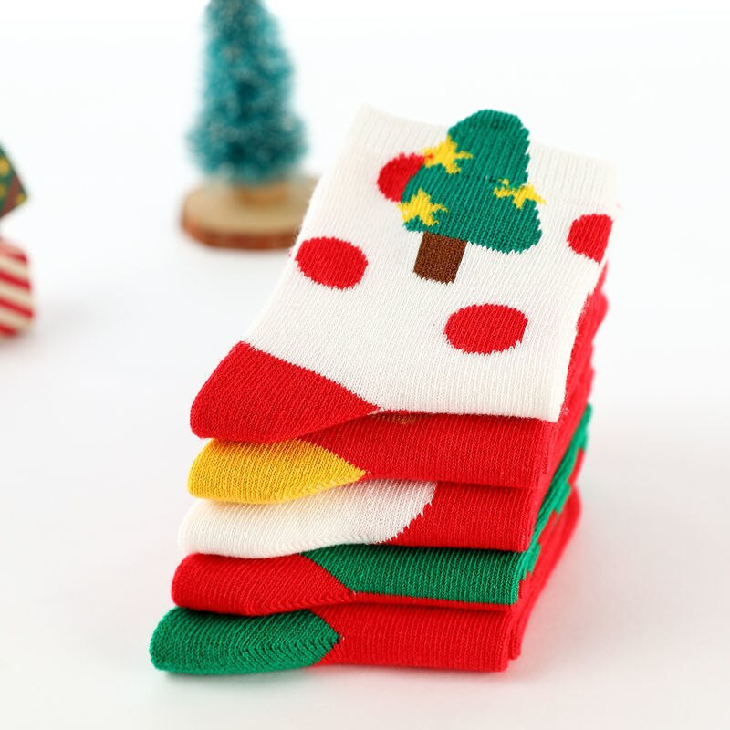 Calcetines gruesos de algodón para niños y niñas, medias cortas para mantener el calor, ideal para Navidad y Año , 5 pares
