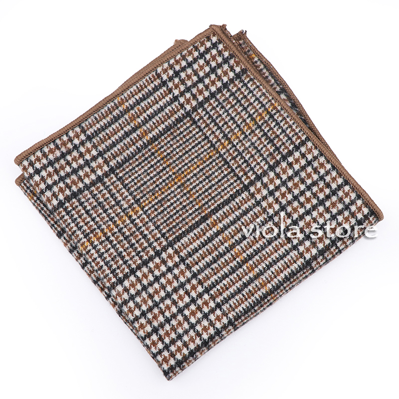 Klassisk plaid stribet blød 50% uld kashmir lomme firkantet 24cm herre jakkesæt hanky festlommetørklæde smoking slips matchende vinter: 08