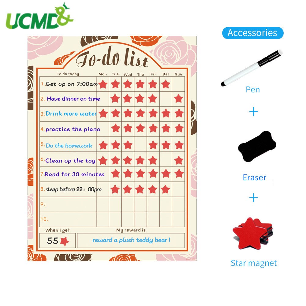 Magnetic Plan list To do list Whiteboard Fridge Sticker Dry Wipe Calendar Daily Schedule Reward Chart Memo Note Message Board